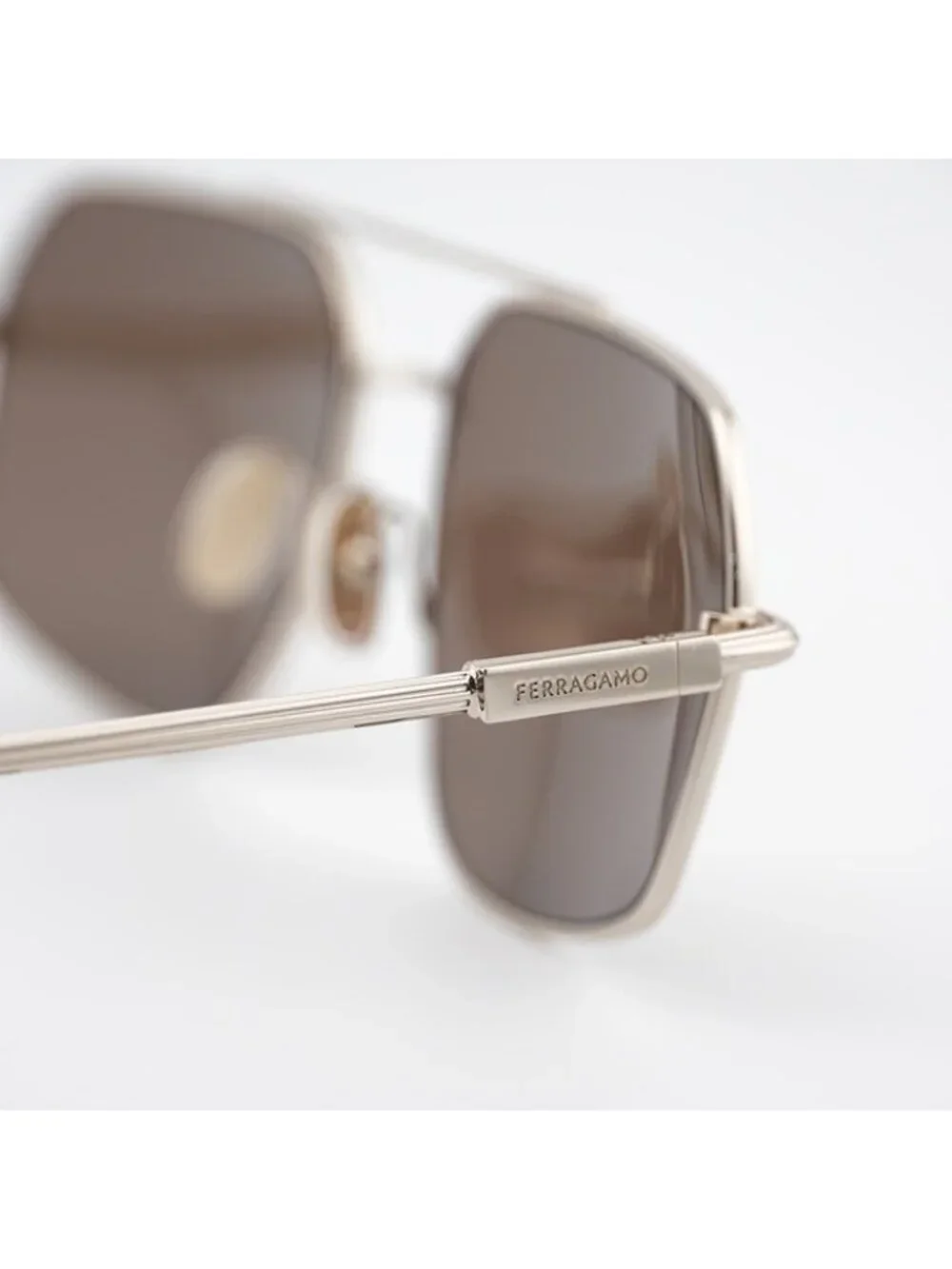 Salvatore Ferragamo SF313S 745 Sunglasses Gold Aviator Frame, Brown Lenses